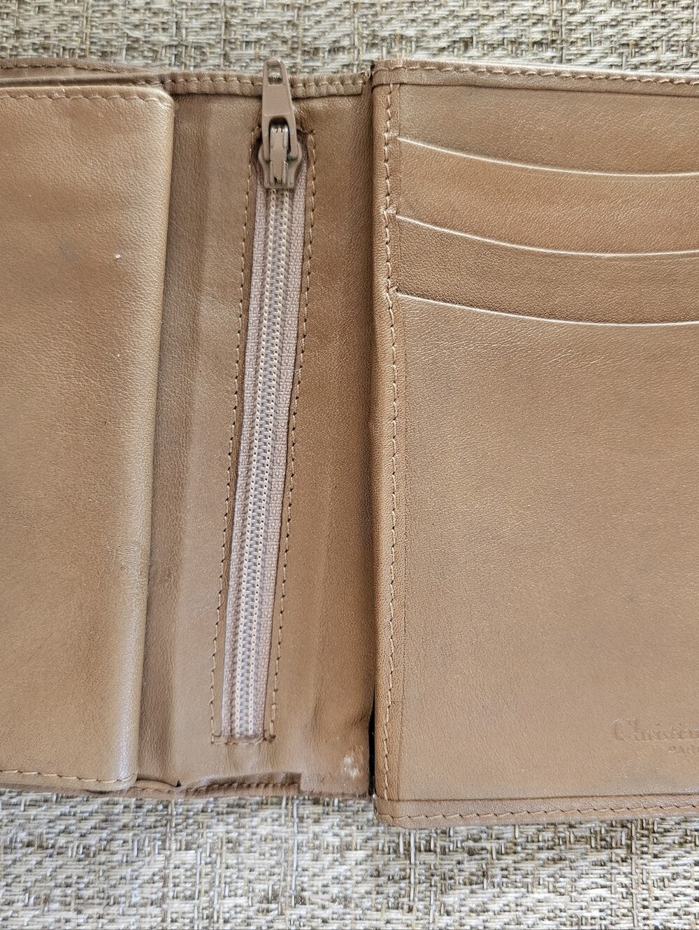 Vintage Dior Tan Canvas Wallet with Brown Leather Trim w COA - Picture 10 of 16